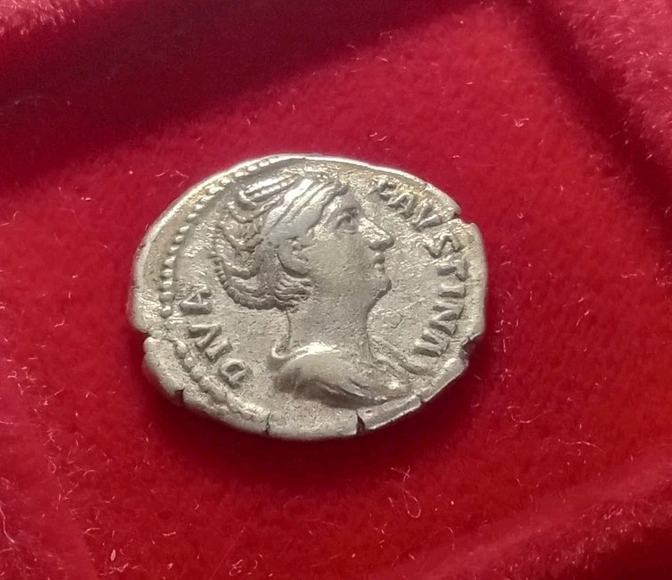 Diva Faustina Senior, died 140/1. AR Denarius struck under Pius Throne & scepter