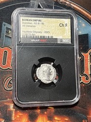 NGC Ch F CHOICE FINE Denarius Antoninus Pius AD81-96 NGC Ancients VaultBox