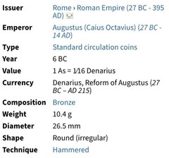 Roman Emperor Augustus 6BC Genuine Ancient Coin As Octavian Legend SC Reverse
