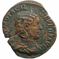 244-249 Roman Empire Sestertius Otacilia Severa Augusta Coin Pudicitia (MO3914-)