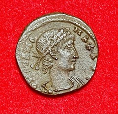 Constans AE Nummus Alexandria AD 337-340, GLORIA EXERCITVS, EGYPT, MAX AVG, XF+!