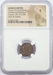NGC (F) FINE Roman AE3 of Crispus (AD 304-326) Son and Enemy of Constantine I