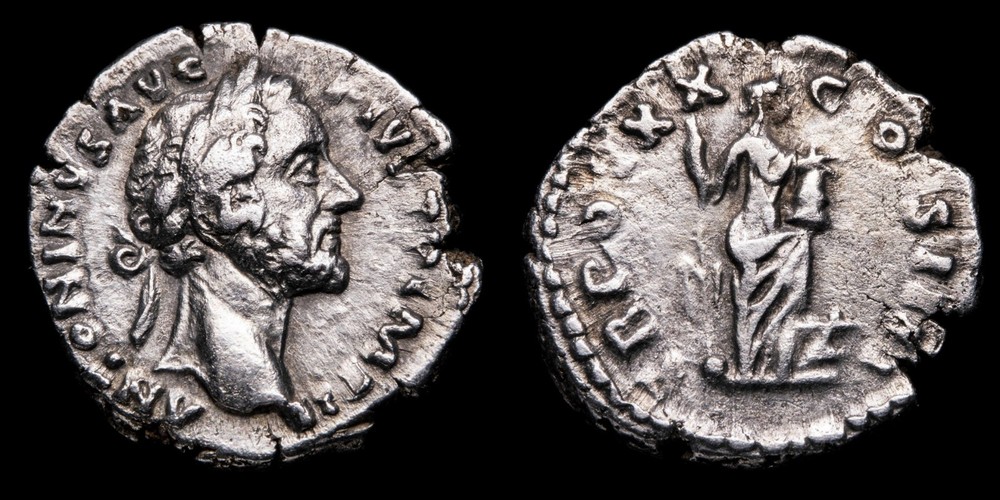 Antoninus Pius Denarius – TR POT XX COS IIII – 17 mm / 2,72 gr.
