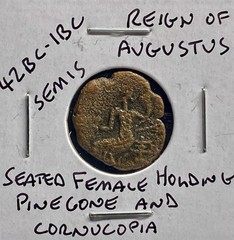 42BC-1BC Roman Province of Baetica Irippo Augustus Reign Female Seated Rare Coin