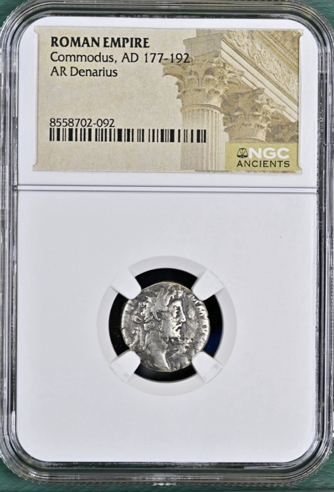 Silver Denarius Emperor Commodus NGC Genuine Ancient Roman Coin 177-192AD