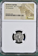 Silver Denarius Emperor Commodus NGC Genuine Ancient Roman Coin 177-192AD