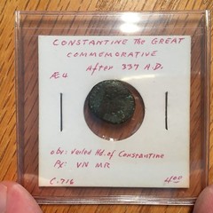 337 AD AE4 Constantine the Great Commemorative Veiled Head #G314