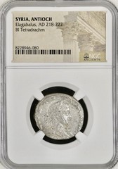 NGC Certified Emperor Elagabalus 218-222 AD Tetradrachm Coin Roman Eagle Genuine