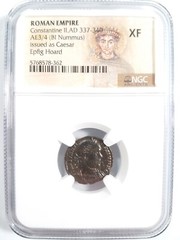 Constantine II Roman Empire BI Nummus AE3/4 NGC XF Ancient Epfig Hoard Pedigree
