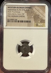 Valentinian II,AD 375-392 WESTERN ROMAN EMPIRE AE4 (Nummus) NGC
