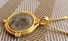 Authentic Ancient Coin of the Roman Emperor Lucius Verus Gold Tone Necklace