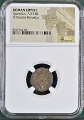 Emperor Quintillus NGC Ancient Roman Coin 270AD Genuine Scarce Rare Type Emperor