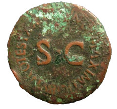 CAESAR DIVUS ANCIENT ROMAN 32 mm COIN 22-23 AD / REV PONTIF MAXIM ESTATE # 120