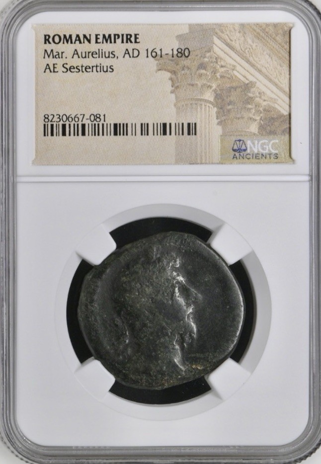 Emperor Marcus Aurelius Sestertius 161-180 AD NGC Certified Ancient Roman Coin