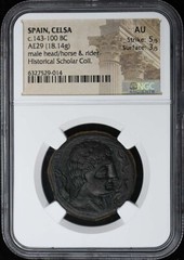 c.143-100 BC SPAIN, CELSA AE29 NGC AU50 Horse Rider
