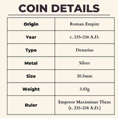 Maximinus Thrax Denarius 235AD Ancient Roman Empire Silver Coin Cabinet Toning