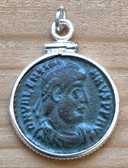 Genuine Ancient Roman Imperial Coin Emperor Valentinian Silver Pendant with COA