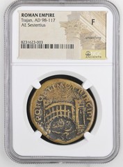 Trajan (AD 98–117) – AE Sestertius “Bridge over the Danube” – NGC Certified