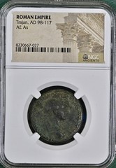 Emperor Trajan Ancient Roman Coin 98-117AD NGC Genuine Certified As Nice Patina