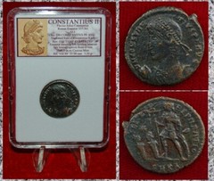 Ancient Roman Empire Coin CONSTANTIUS II Emperor In Military Dress Two Captives