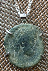 Ancient Roman Emperor Gladiator Commodus Authentic Coin Solid Silver Necklace