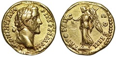 Antoninus Pius Gold AV Aureus “Winged Victory” Rome Good Very Fine Ex Jewelry