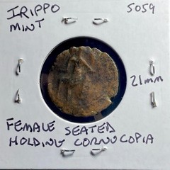 42BC-1BC Coin Roman Province of Baetica Irippo Augustus Reign Female Seated Rare