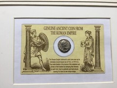 RARE FRAMED WOOD MATTED SILVER ROMAN EMPEROR SEPTIMIUS SEVERUS COIN BLACK CAESAR