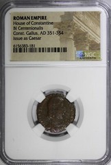ROMAN Gallus as Caesar Centenionalis AD 351-354 /BATTLE Soldier Horse man NGC(1)