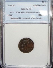 Constantine II Caesar Roman Coin MS-62 NNC Nummus Thessalonica RIC 184 Bronze