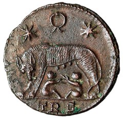 Rome City Commemorative “She Wolf Suckling, Wreath & Stars” Trier Extremely Fine