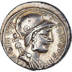 [#1021534] Coin, Fonteia, Denarius, 55 BC, Rome, AU(55-58), Silver, Crawford:429