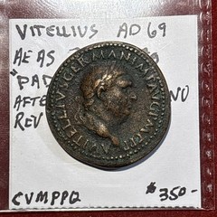 vitellius Ad69 Ae As “Paduan” After Giovani Cavino Rev Pax Augusti Scarce Piece