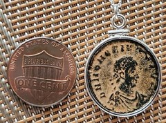 Authentic Ancient Roman Coin Emperor Honorius Sterling Silver Necklace with COA