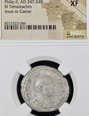 Child Roman Emperor Philip II 247AD-249AD Tetradrachm Provincial NGC Graded XF