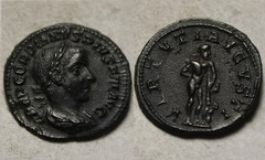 Gordian III 241 AD Rare genuine ancient Roman billon denarius coin Hercules