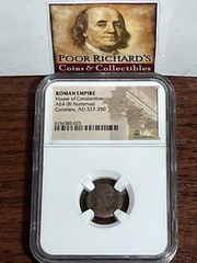 NGC Certified Son Of Constantine. AE4 (BI Nummus) Constans AD 337-350. *X140