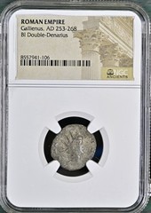 Ancient Roman Coin Emperor Gallienus 253AD-268AD NGC Genuine Double Denarius