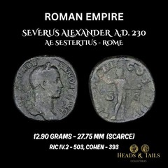 ROMAN EMPIRE – SEVERUS ALEXANDER – SESTERTIUS – ROME – RIC IV.2#503 – AD 230