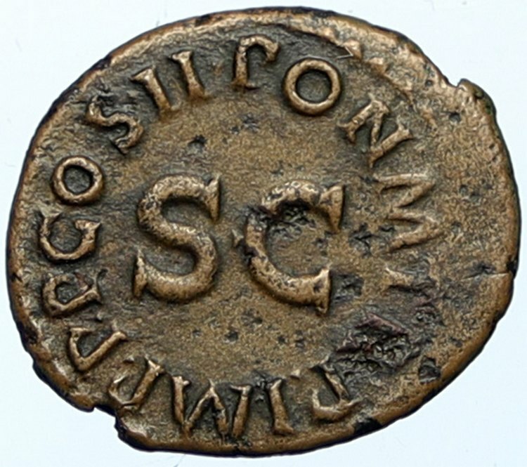 CLAUDIUS Authentic 42AD Rome Food MODIUS Original Ancient OLD Roman Coin i100487