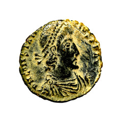 Authentic Ancient Roman Coin Constantius II. AD 337 Æ Half Cent Alexandria Spear