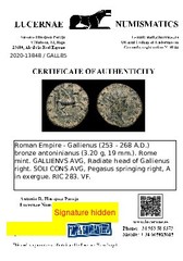 *Lucernae* Gallienus Antoninianus SOLI CONS AVG, Pegasus (G85) Rome 253-268 AD.