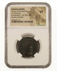 Roman AE1 of Constantius Chlorus 1st (AD 293-306) NGC(VF) Roman Coin Slab