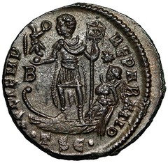 Constantius II Centenionalis “Emperor, Galley” Thessalonica Extremely Fine