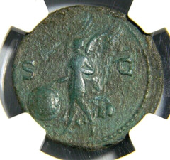 Roman Coin Nero 54-68 AS Dupondius Lugdunum NGC Choice Fine