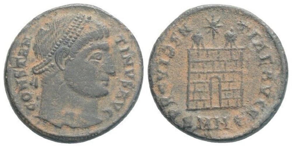 ROMAN EMPIRE-94, CONSTANTINUS II (317-337 AD), FOLLIS NICOMEDIA, BRONZE. GVF.