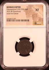 Roman Empire Constantine II AE3 BI Nummus (337-340 AD) – NGC XF! Nice Strike!