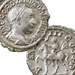 GORDIAN III on Horseback! XF Scarce Roman Empire Silver Denarius Coin RIC 81