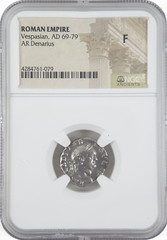 NGC F – FINE AR Denarius of Vespasian AD 69-79 NGC Certified FINE Roman Silver