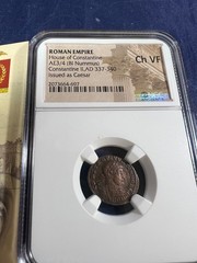 Constantine II AE3/AE4 NGC Ch VF Roman Empire Soldiers w/Standard #R624